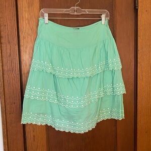 Tiered Mint Green Cotton Skirt